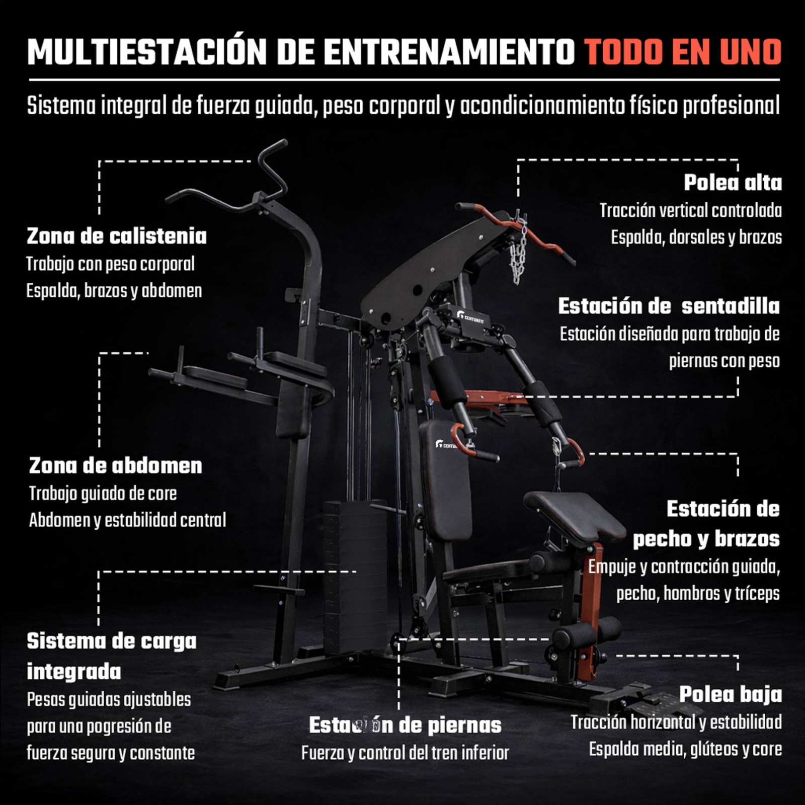 Multifuncional Medio Tier Alto con Sentadilla, vista 2