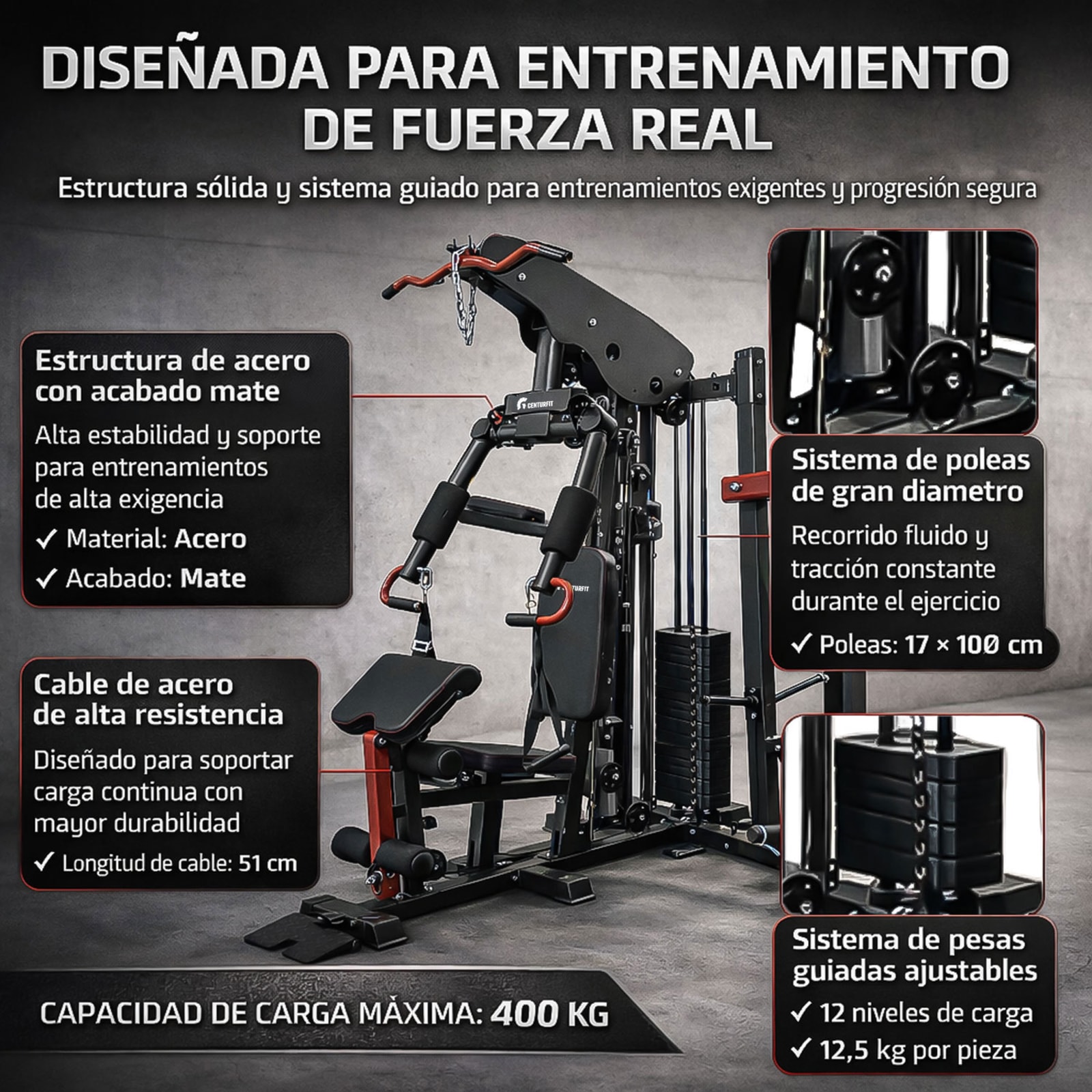 Multifuncional Medio Tier Alto con Sentadilla, vista 3